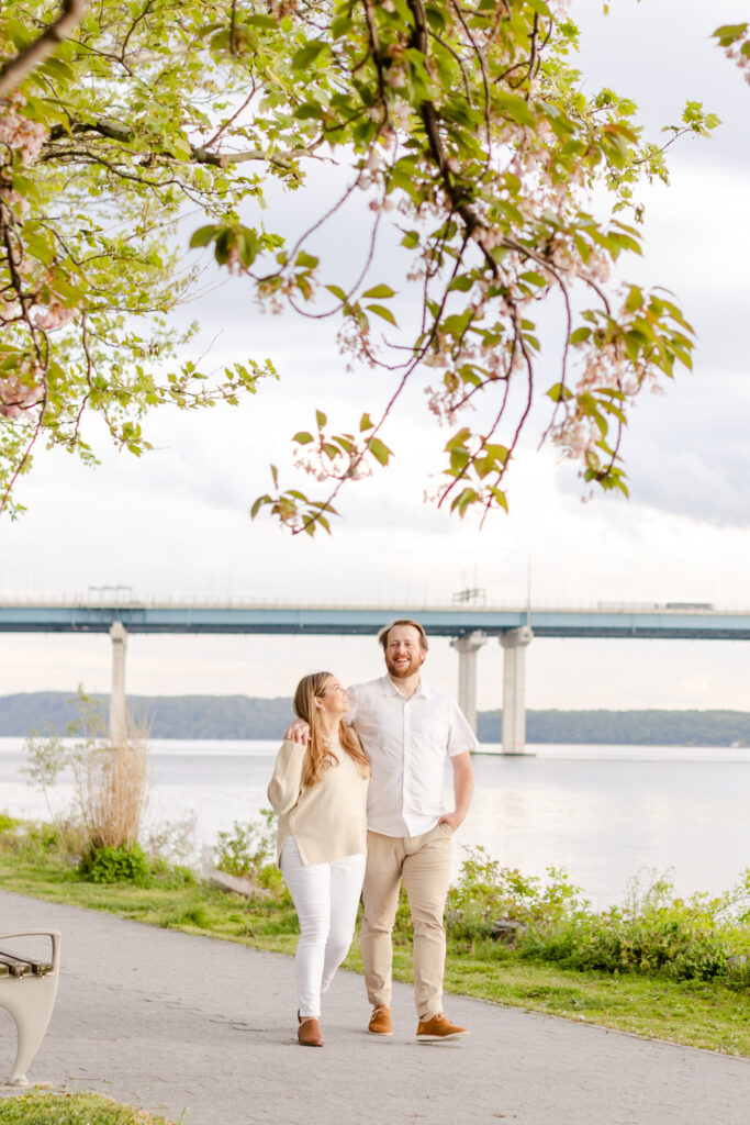 Tarrytown Riverwalk Engagement Session with Gov. Cuomo bridge by Siobhan Stanton Photography