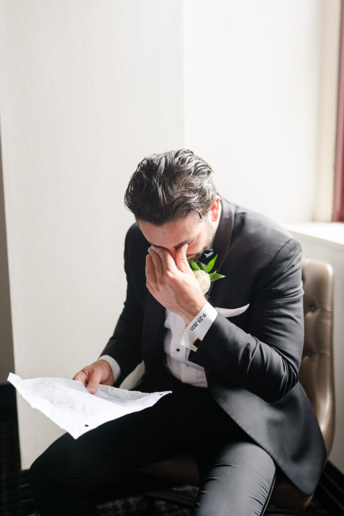 groom crying, love letter from the bride, 