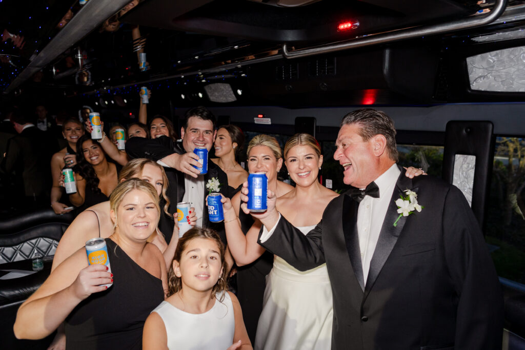 party bus, bridal party after ceremony