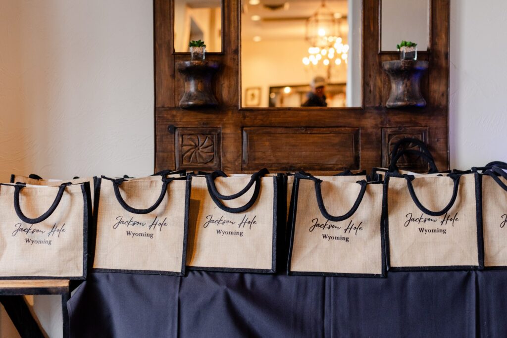 wedding guest welcome bags, Jackson Hole wedding party