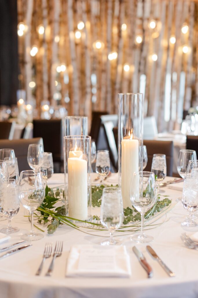 reception decor, table scapes at The Cloudveil, destination wedding at The Cloudveil in Jackson Hole