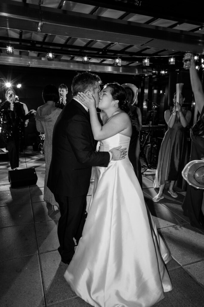 bride and groom kiss, Jackson Hole destination wedding