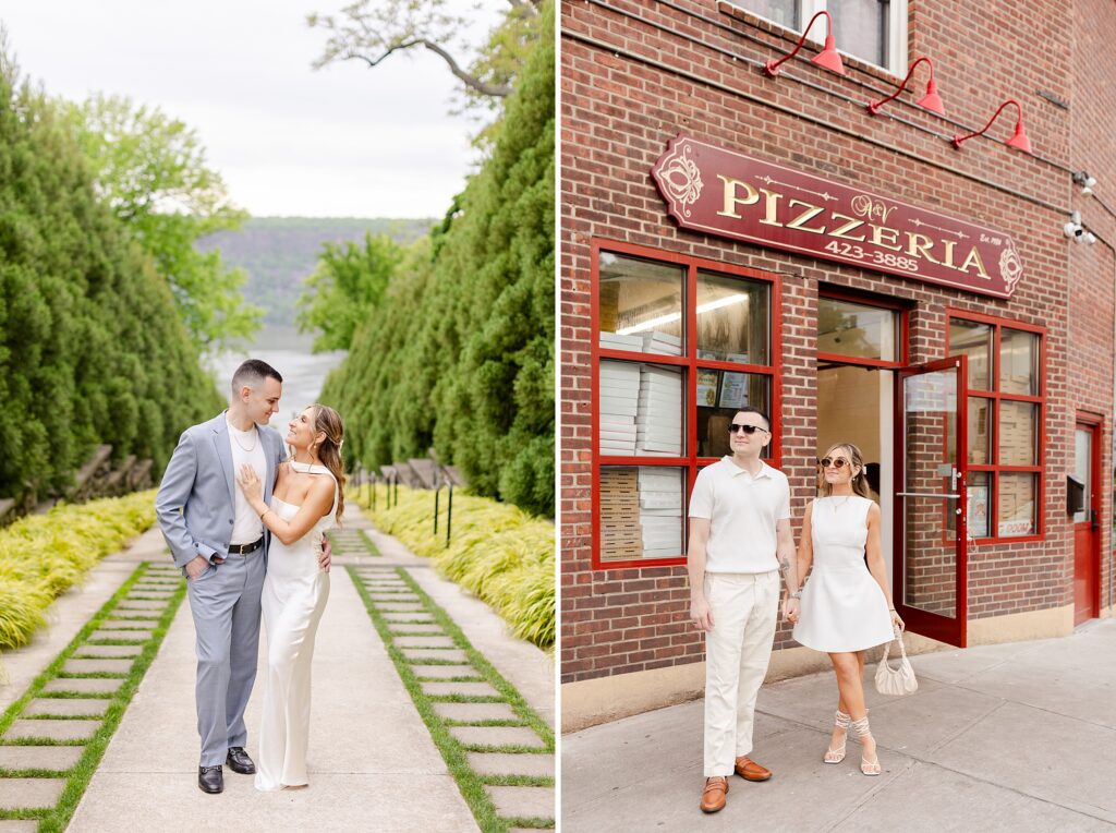 Two looks for engagement session, white dress engagement session inspiration, Italian engagement session inspiration