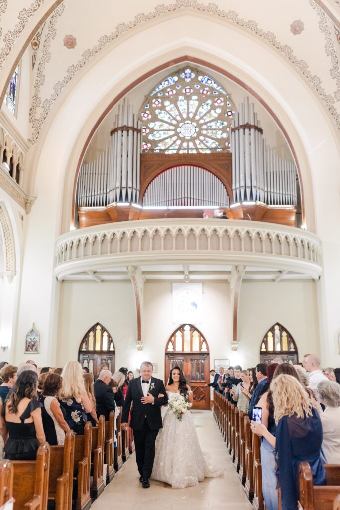 bride walking down by her father, St. Cyril & Methodius Croatian Catholic Church, Croatian wedding