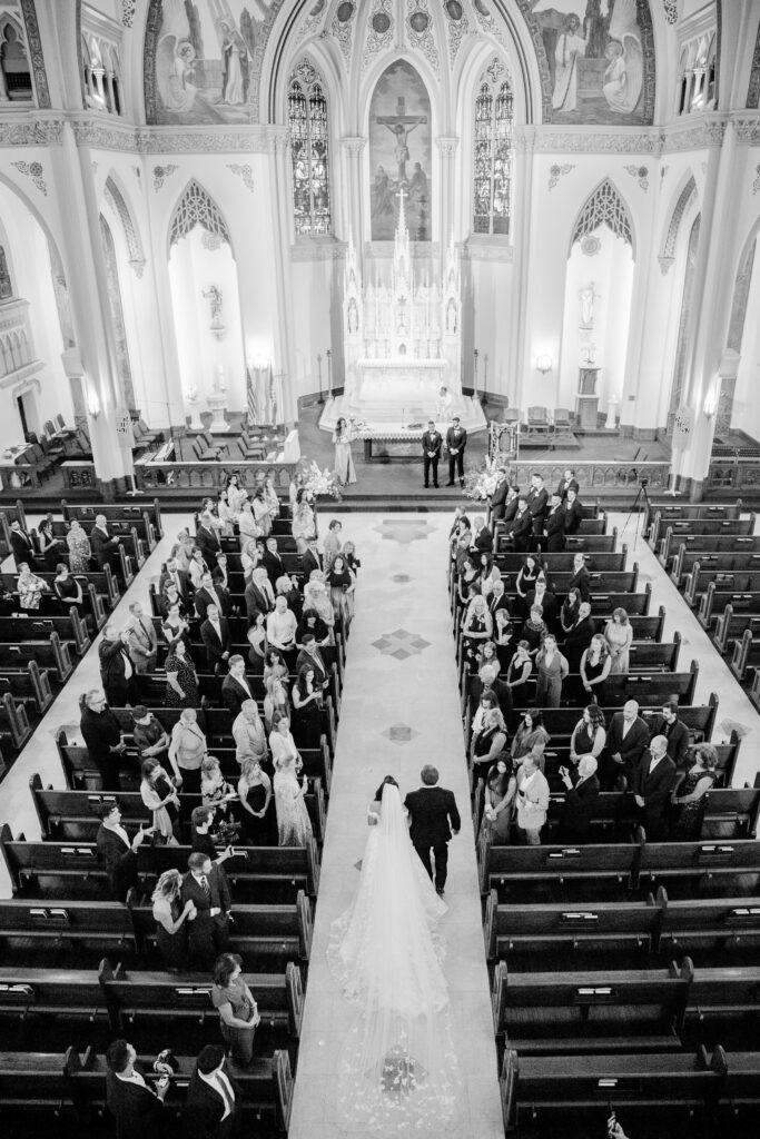 bride walking down by her father, St. Cyril & Methodius Croatian Catholic Church, Croatian wedding