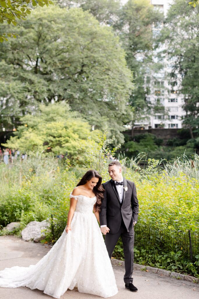 Just married, bridal portraits in Central Park, New York City Wedding