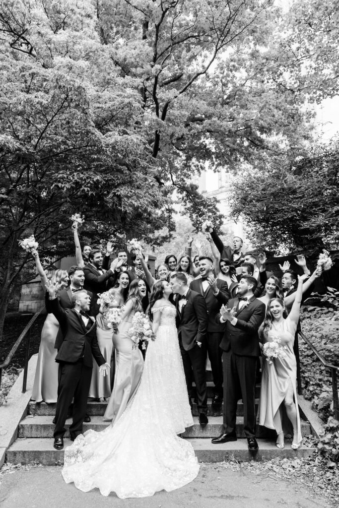 bridal party portraits in Central Park, New York City Wedding