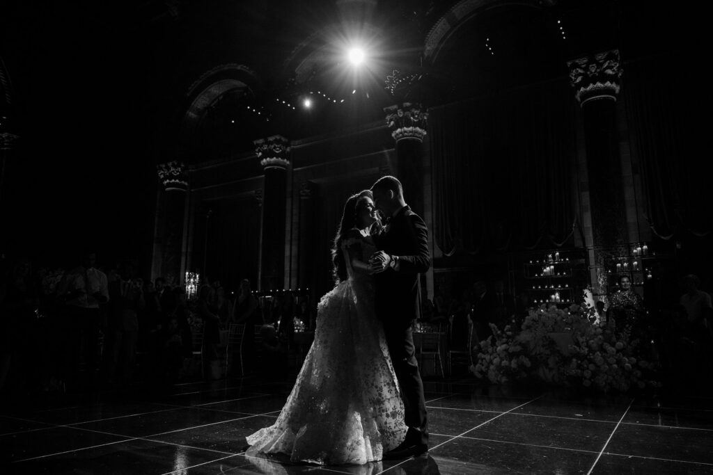 bride and groom first dance, Cipriani 42nd street ballroom