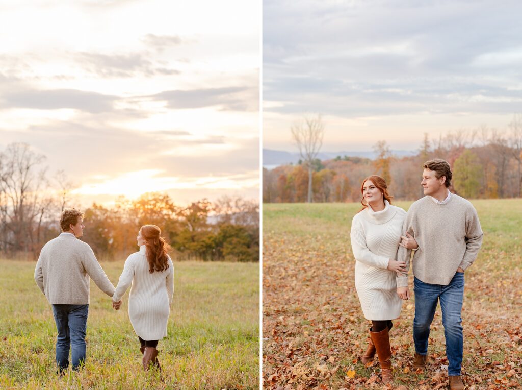 engagement session in New York, couple posing for engagement session, couple walking and holding hands