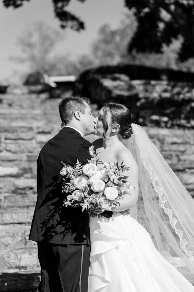 bride and groom kissing