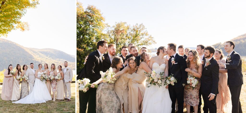 bridal party portraits at Monteverde at Oldstone, fall Westchester, NY wedding 