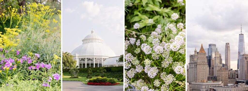 New York Wedding Weekend, Botanical Garden, New York Skyline, summer blooms