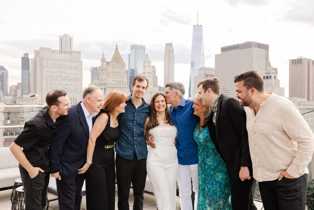 New York Wedding Weekend, Rooftop Welcome Party,  New York Skyline, family portraits