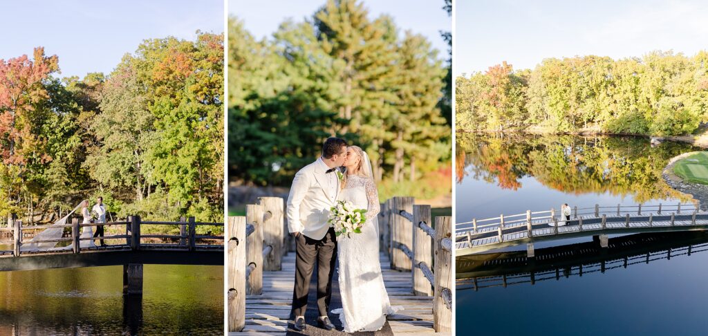 bride and groom portraits, bride and groom walking, holding hands and kissing, Winged Foot Golf Club Wedding, New York golf cub wedding 