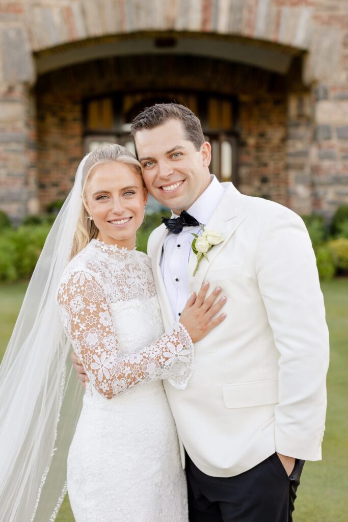 bride and groom portraits at  Winged Foot Golf Club, New York golf cub wedding 