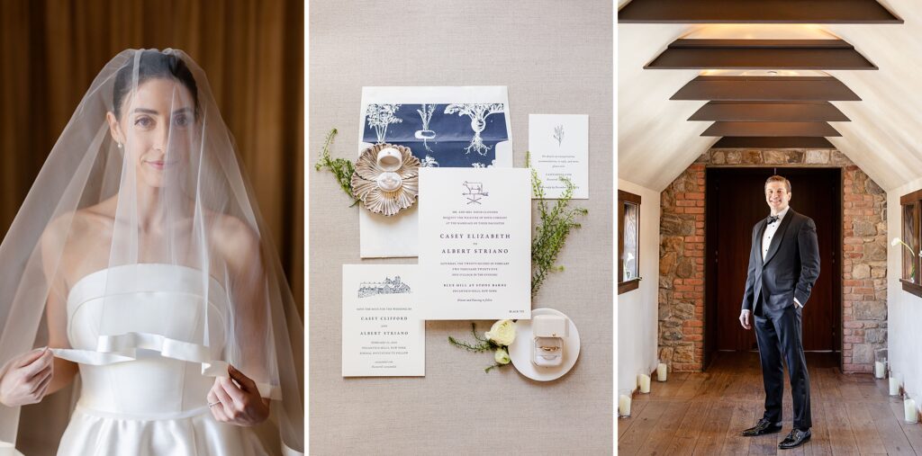 bride portraits, groom portraits. flatlay image of invitation suite and wedding details