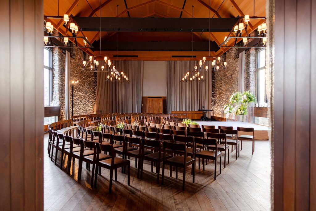 Upper Hayloft at Blue Hill at Stone Barn set up for winter wedding