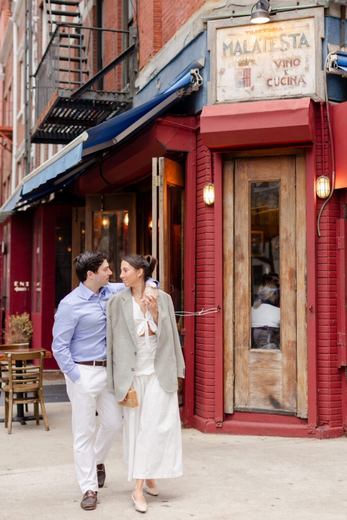 couple holding hand in West Village, top West Village engagement locations, engagement session at west village