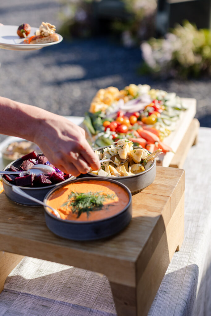 Michelin-Star hors d'oeuvres at cocktail hour at Wildflower Farms